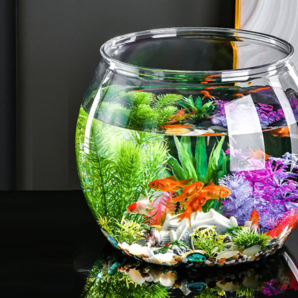 BESTonZON Clear Fish Bowl Vase Resistant Aquatic Planter for Goldfish Turtles Stylish Round Terrarium for Office Home Decor for Relaxing Corner Centerpiece
