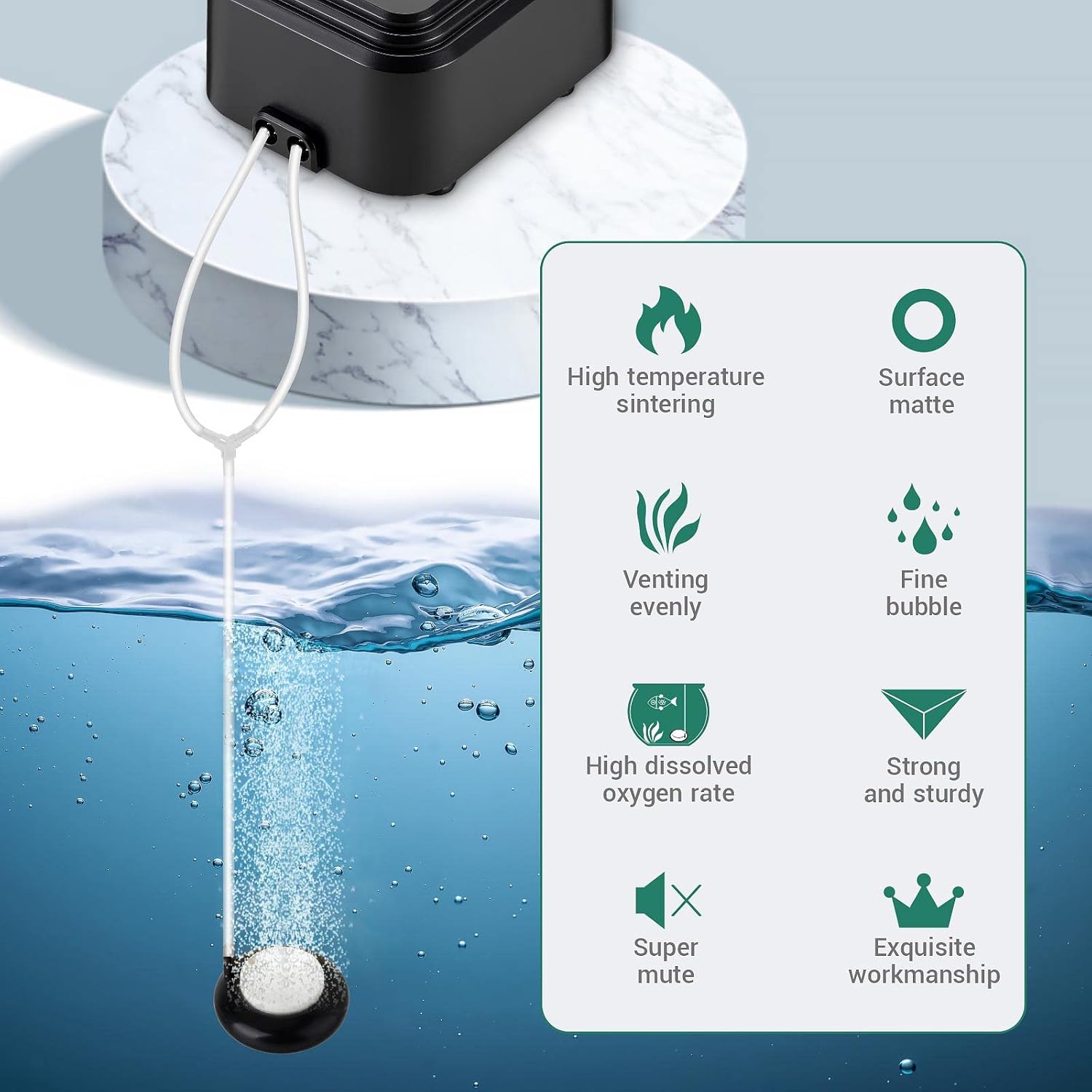 hygger Mini Aquarium Air Stone,Small Bubble Stone Fish Tank Oxygen Stone Ultra Silent Deep Dissolving Oxygen Diffuser Kit for Aquarium Fish Tank and Hydroponic