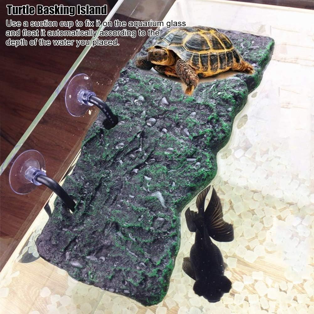 Turtle Basking Automatic Floating Turtle Pier Terrapin Dock Frogs Reptile Ramp Terrarium Ornament with Suction Cup for Semi Aquatic Animals(S)