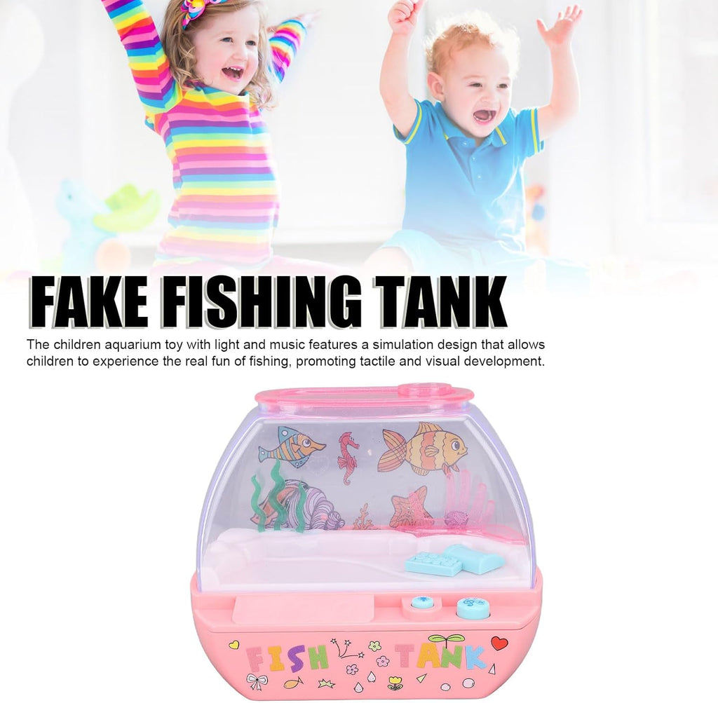 TOPINCN Fake Fish Tank for Kids and Adults, Mini Aquarium Children Aquarium Toy Educational Toy with Light and Music, Artificial Fish Tank with Moving Fishes