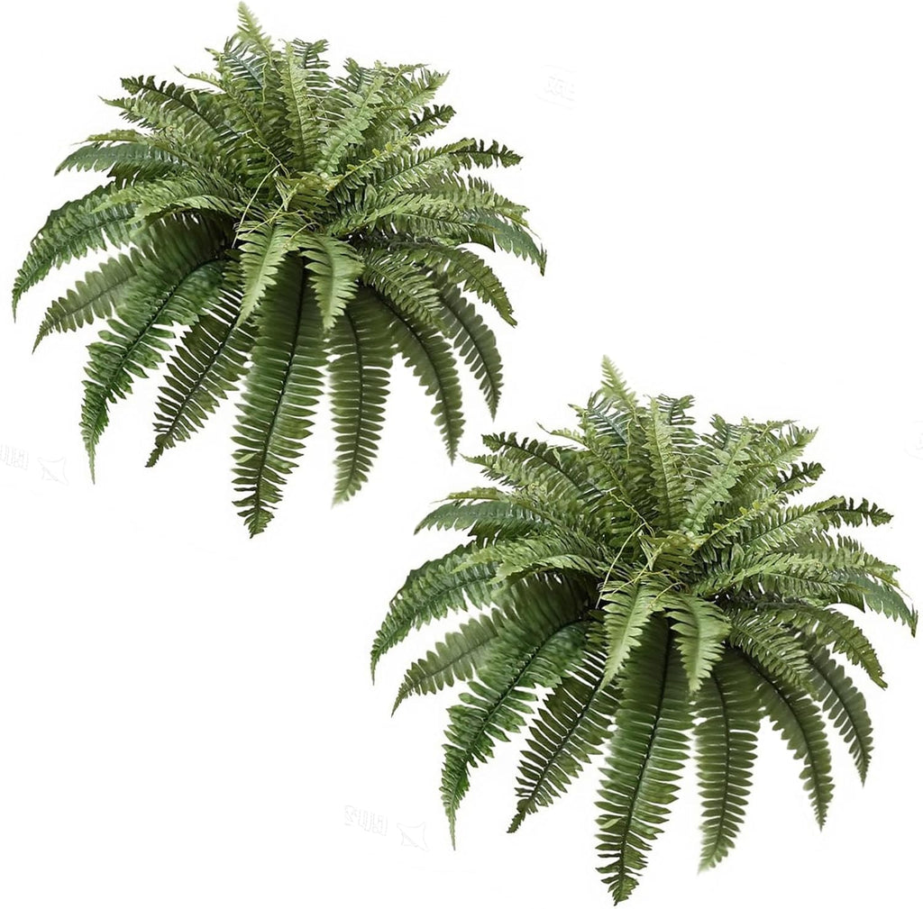 41IN Artificial Hanging Ferns,Large Boston Fake Ferns 61 Branches,Artificial Silk Green Plant for Outdoor Home Garden Porch Decor(Pack of 2)