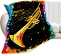 Music Trumpet Blanket Colorful Trumpet Musical Instrument Throw Blankets Gifts for Girls Boys Kids Music Lover Soft Cozy Fleece Plush for Couch Sofa Bed 80"x60"
