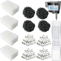12 Pack Aquarium Filter Media Kit Compatible with Fluval AquaClear 50 Power Filter (20 to 50 Gallon), Includes 4 Ceramic Rings, 4 Carbon & 4 Foam Filter