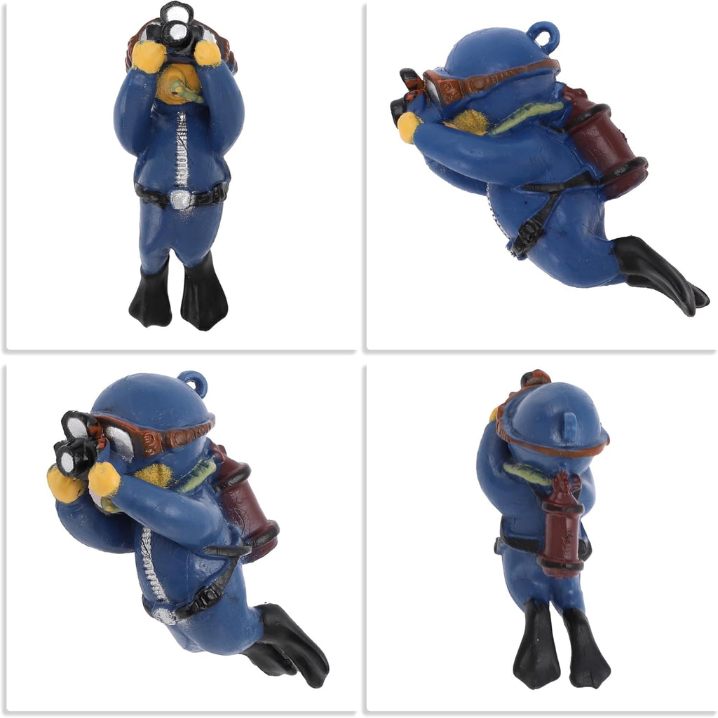 Diver Aquarium Decorations, Floating Diver Fish Tank Decorations, Floating Cartoon Diver Decor, Fun Floating Fish Decoration, PVC Diver Decor, Blue, 1 Set