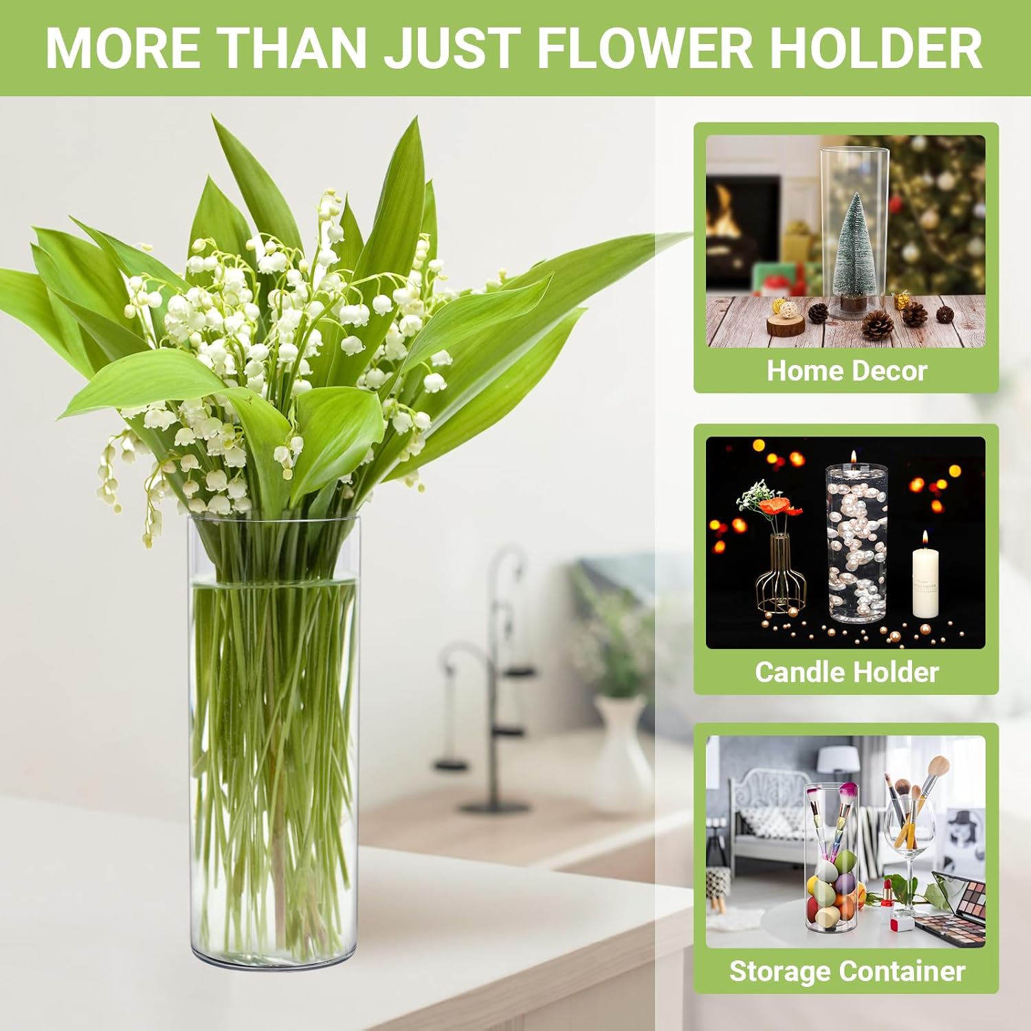 Suream 11.8 Inch Tall Plastic Flower Vases Bulk, Unbreakable Acrylic Cylinder Vases for Wedding Centerpieces, Home Living Party Dinner Office Decorations