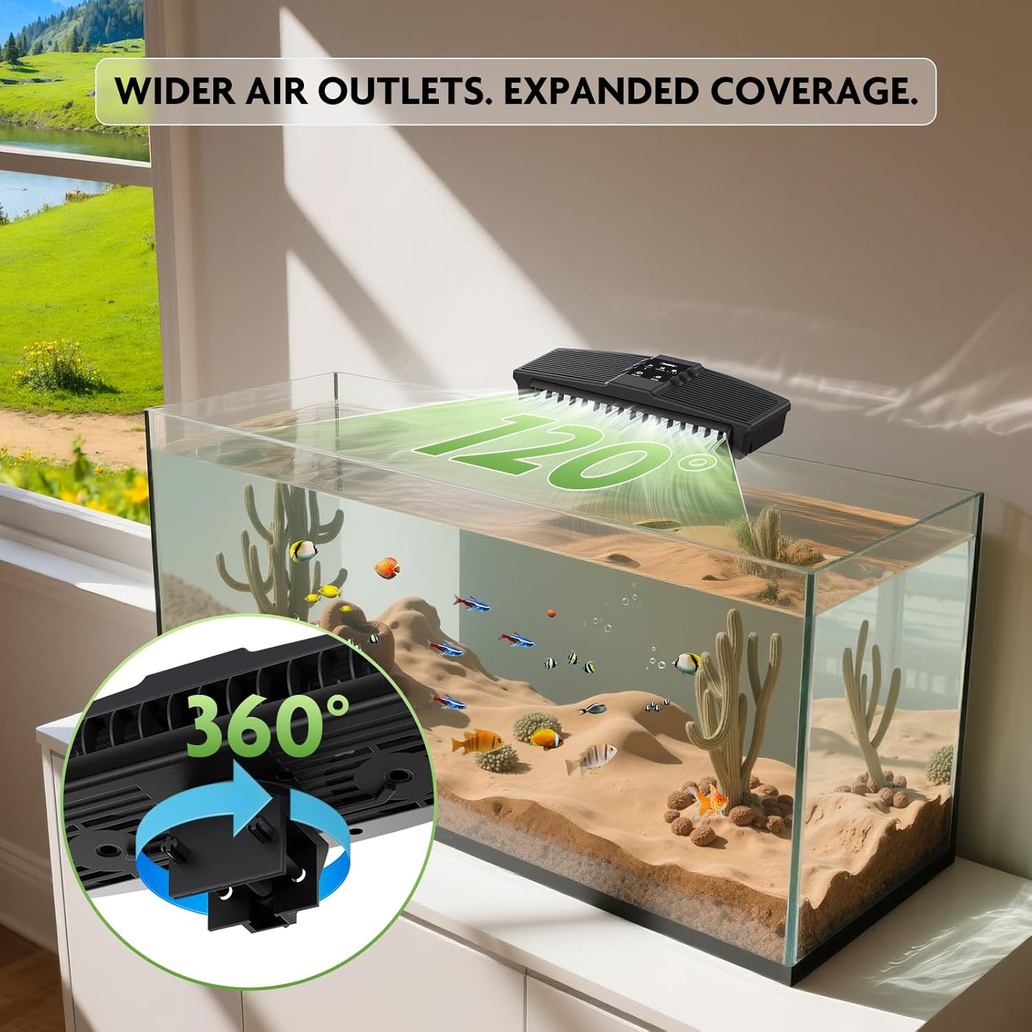 PAIZOO Aquarium Chiller Fan, Fish Tank Cooling Fan with 3 Speed Modes Aquarium Cooler Water Chiller for Axolotl Betta Fish Accessories, 7W