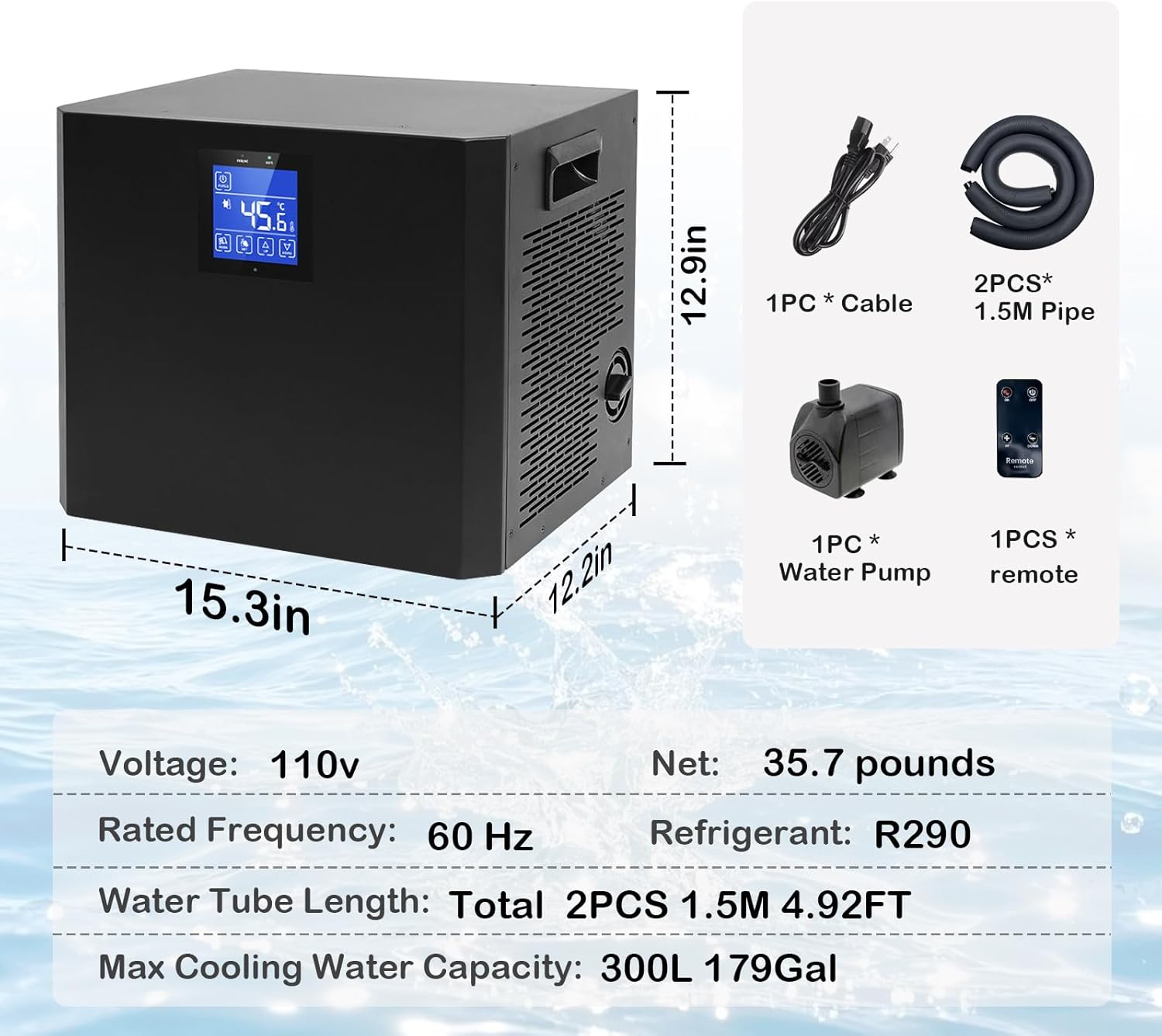 87 Gallon Ice Bath Water Chiller for Cold Plunge Tubs,1/3 HP Water Chiller 87 Gal, with Built-in Filter, Ideal for Ice Bath Pod Cold Therapy Recovery Home Use