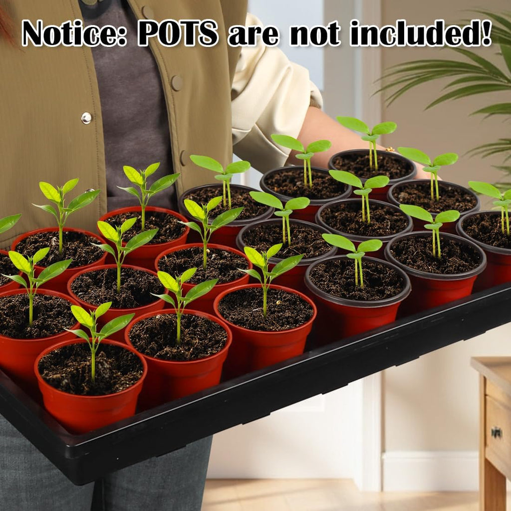 1020 Nursery Pot Trays 5 Pack, Plastic Flat Seed Starter Tray, Reusable Seedling Starting Tray for Holding and Carrying Plant Pots (Black)