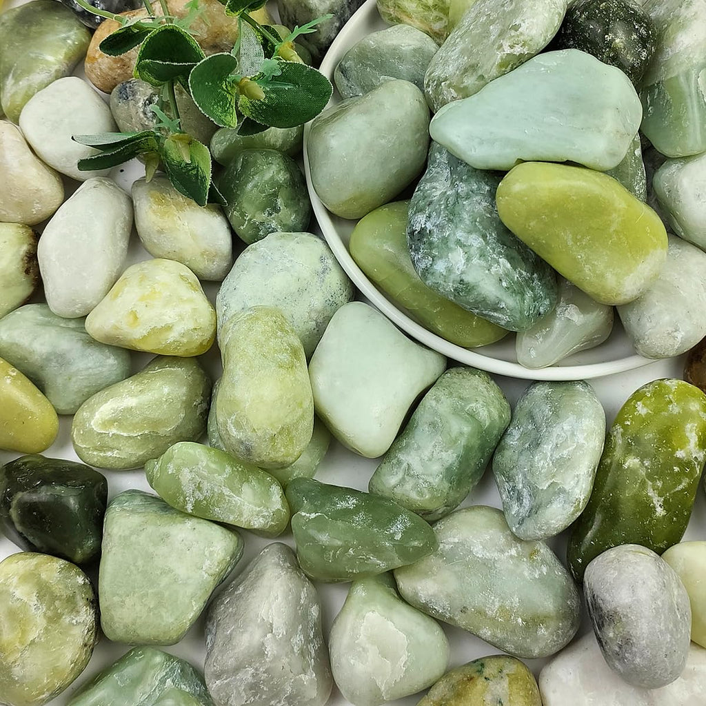 5LB Succulent Jade Pebbles for Indoor Plants, 1.2-2 Inch Natural Decorative Polished Stones, River Rocks for Vase, Flowerpot Decoration, Indoor Decoration,Landscaping and Garden Decoration