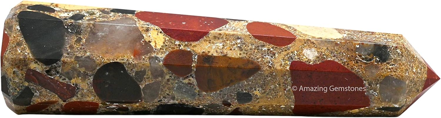 Amazing Gemstone Spotted Jasper Crystal Towers - Natural Healing Crystal Point Obelisk for Reiki Healing and Crystal Grid (3 Inch)