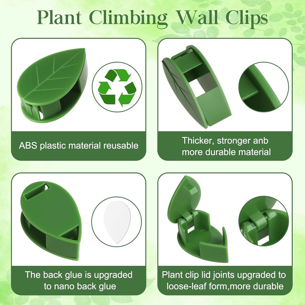 60 Pcs Plant Wall Clips, Plant Climbing Wall Fixture Clips, Wall Vines Fixing Clips with 72 Adhesive Stickers, Self-Adhesive Plant Fixer for Vine Support and Indoor Outdoor Decoration