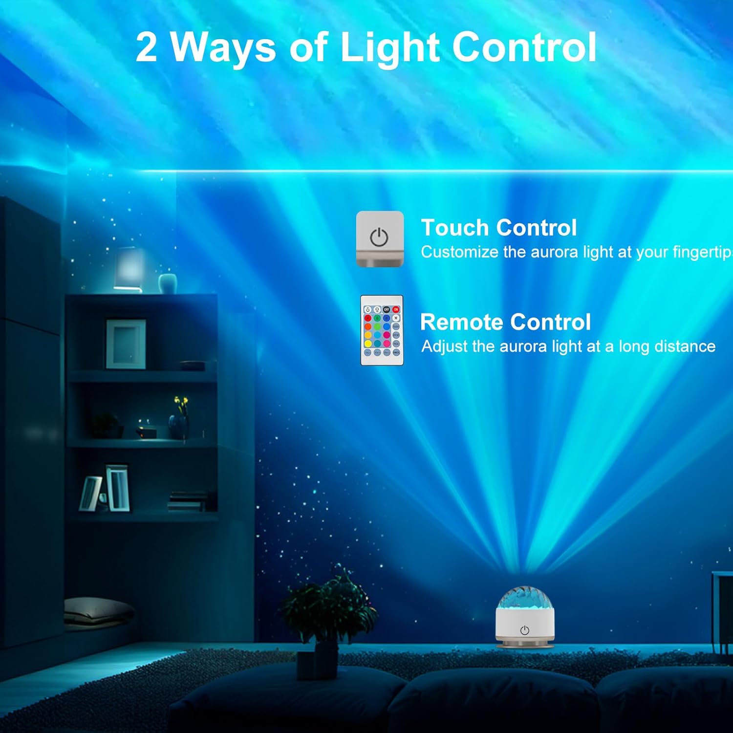 Northern Light Projector, Battery Operated Aurora Night Light with Timer Function, 13 Colors Galaxy Lamp Ripple Ceiling Projector Mood Ambient Lighting for Bedroom Adults Kids Room Girl Gift