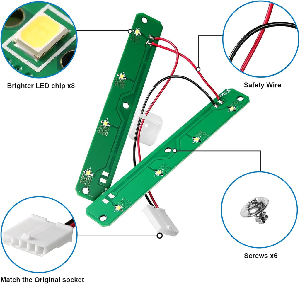 W11527432 W11387579 Refrigerator LED Light Assembly for Whirlpool Maytag Amana Refrigerator LED Light Module Replace AP7014542 W11387579 W11333374 W11042554 W11101384