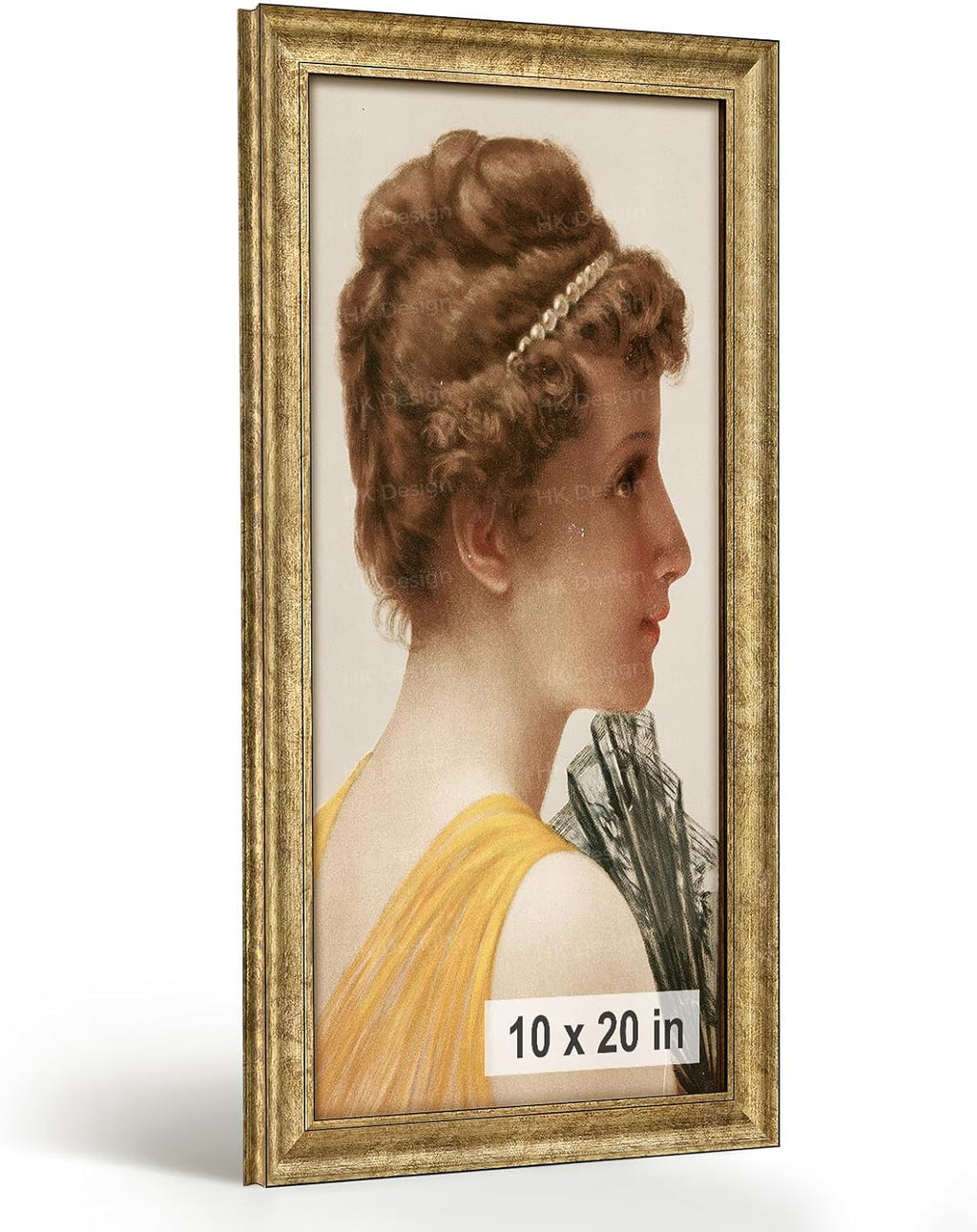 HLiWEGNS Antique Gold 10x20 Frame – Poster Frame with Aged Gold Finish – Picture Frame for 10 x 20 Artwork, Canvas Prints, Puzzles, and Wall Decor