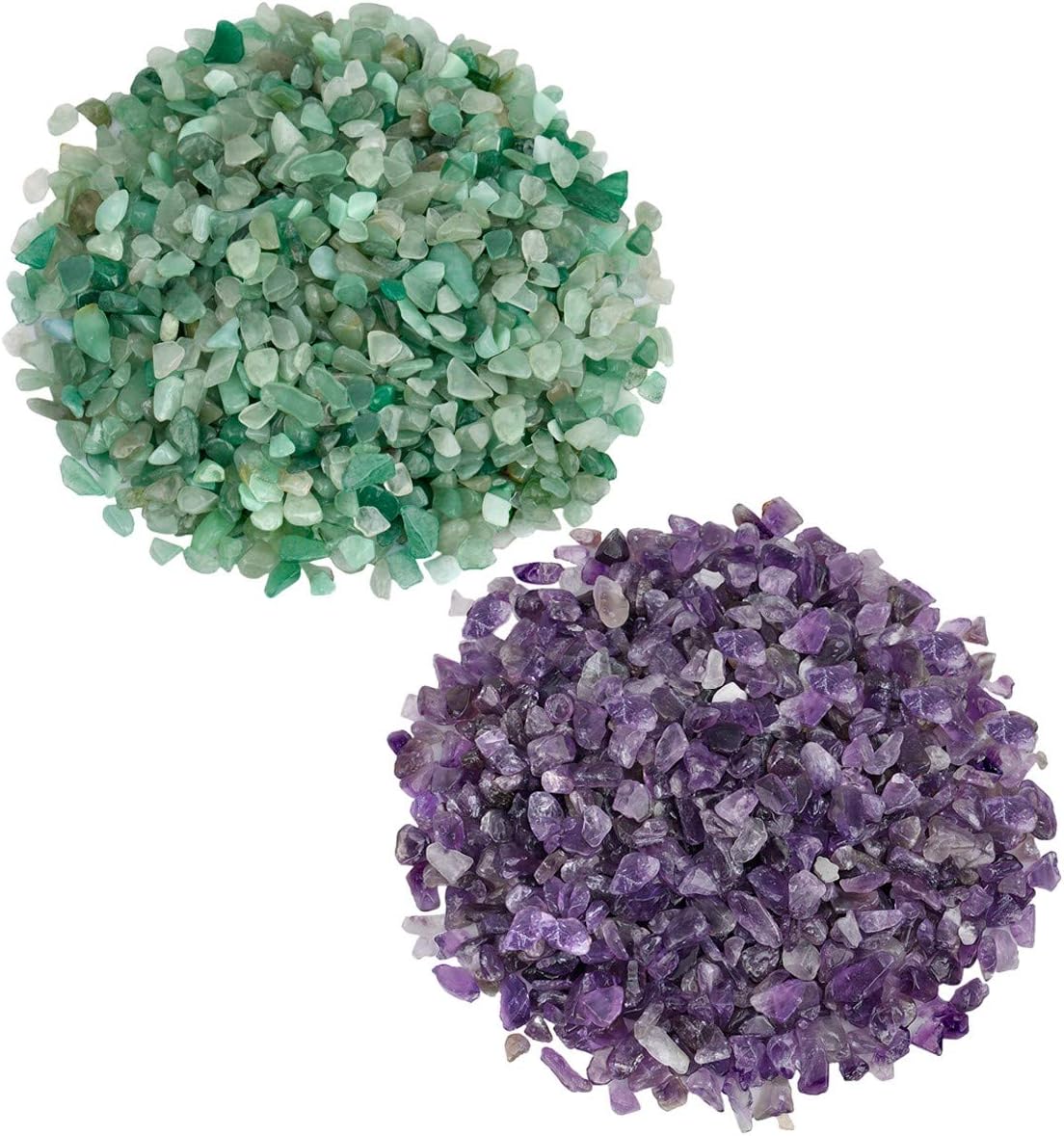 SUNYIK Amethyst/Green Aventurine Tumbled Chips Crystal Crushed Pieces Irregular Shaped 1pound(About 460 gram)