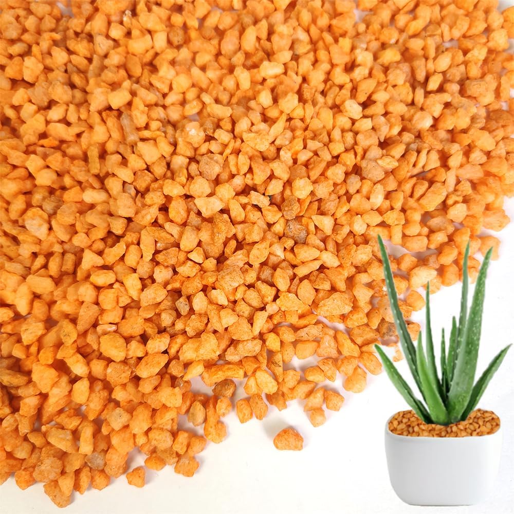 HappyFiller Fall Decoration 14 OZ Orange 2-5mm Gravels Decorative Succulent Soil Cover Small Stones Topper Dressing,Bonsai Fairy Garden,Harvest Autumn Decor Pebbles