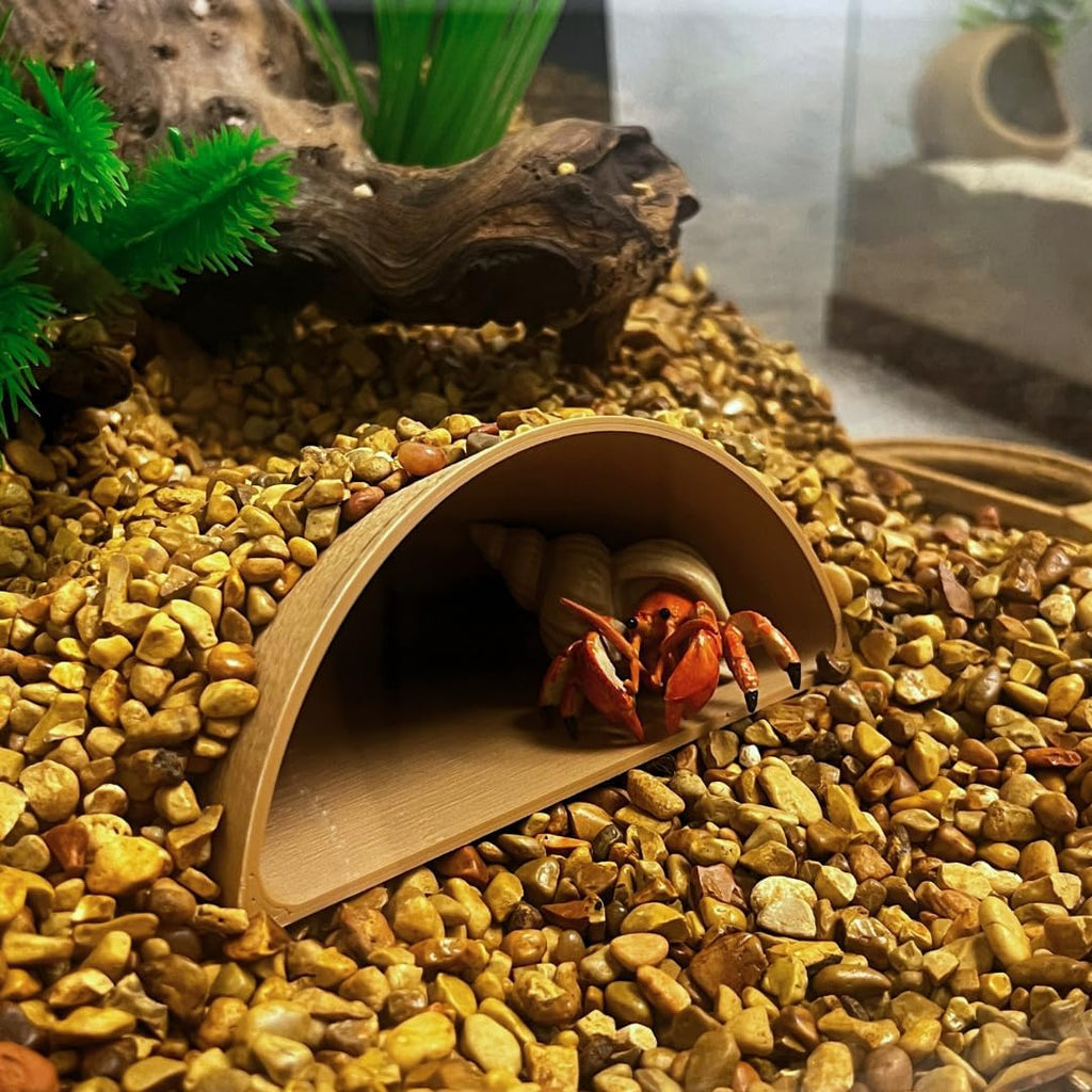 REEFSHAPE Aquarium or Terrarium Pocket Cave | Minimalist Shelter Cave for Fish, Shrimp, Reptiles, Amphibians, & More! | Made in USA (Pocket Cave, Tan)