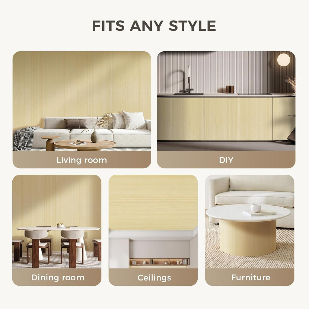 OUZUGIE 2 Pack 96x48 Inch Natural Bamboo Wall Panel – Raw Pole Wrap Paneling for Walls, Ceilings, Cabinets, Furniture – Ideal for Bedroom, Living Room & Office DIY Decor