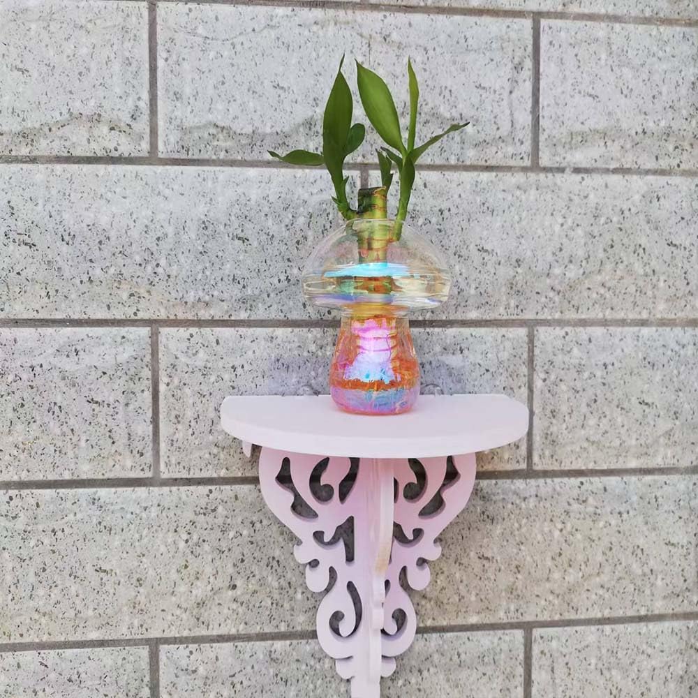 Wall Hanging Mushroom Vase, Small Plant Propagation Stations Fall Bud Vase Cute Mushroom Glass Planter Terrarium Indoor Hydroponic Flower Holder for Elegant Home Decor Gifts, Colorful, 1 PC