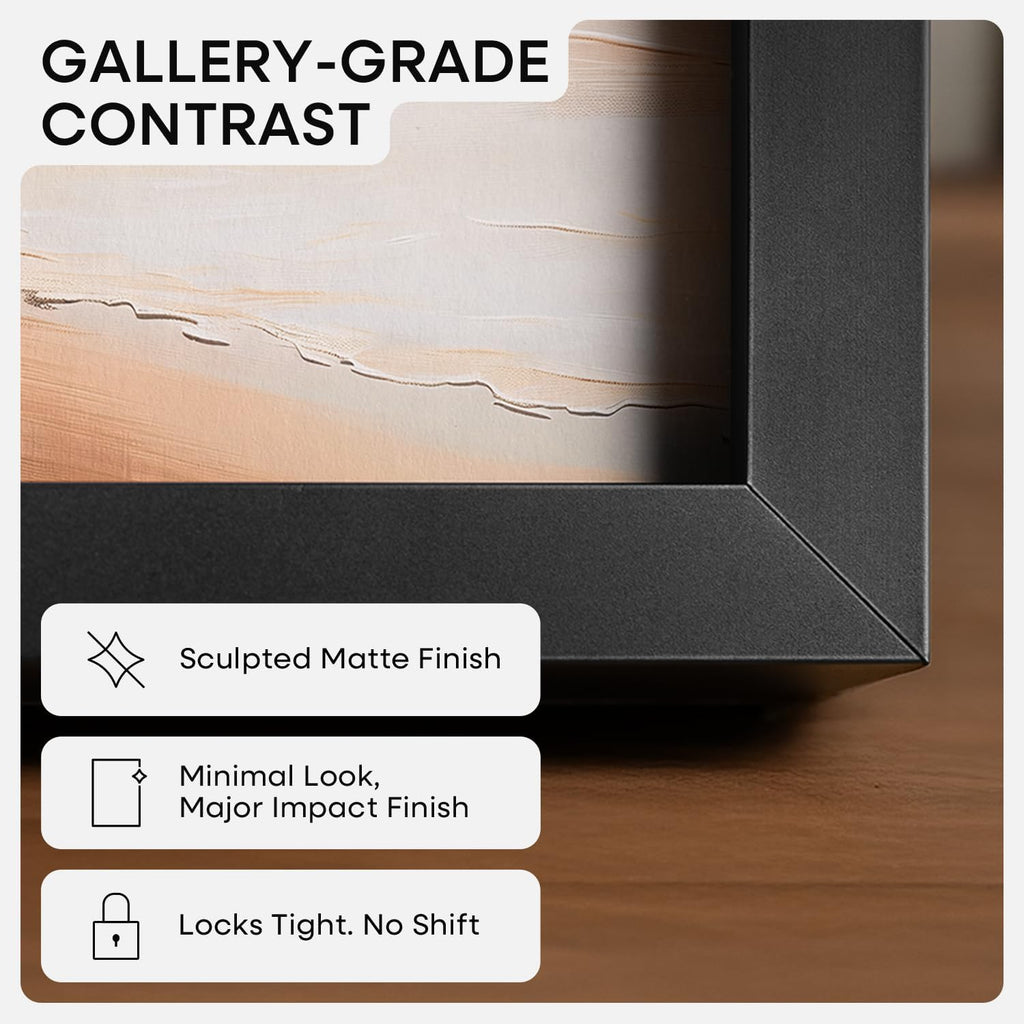 Homeforia 18x24 Poster Frame Black, High End Metal 18 x 24 Picture Frames with Mat 16 by 20 inch Photo, 18x24 Black Frame Matted to 16x20 Print, 24x18 Hanging Frame, Tempered Glass, Wall Kit, Set of 4