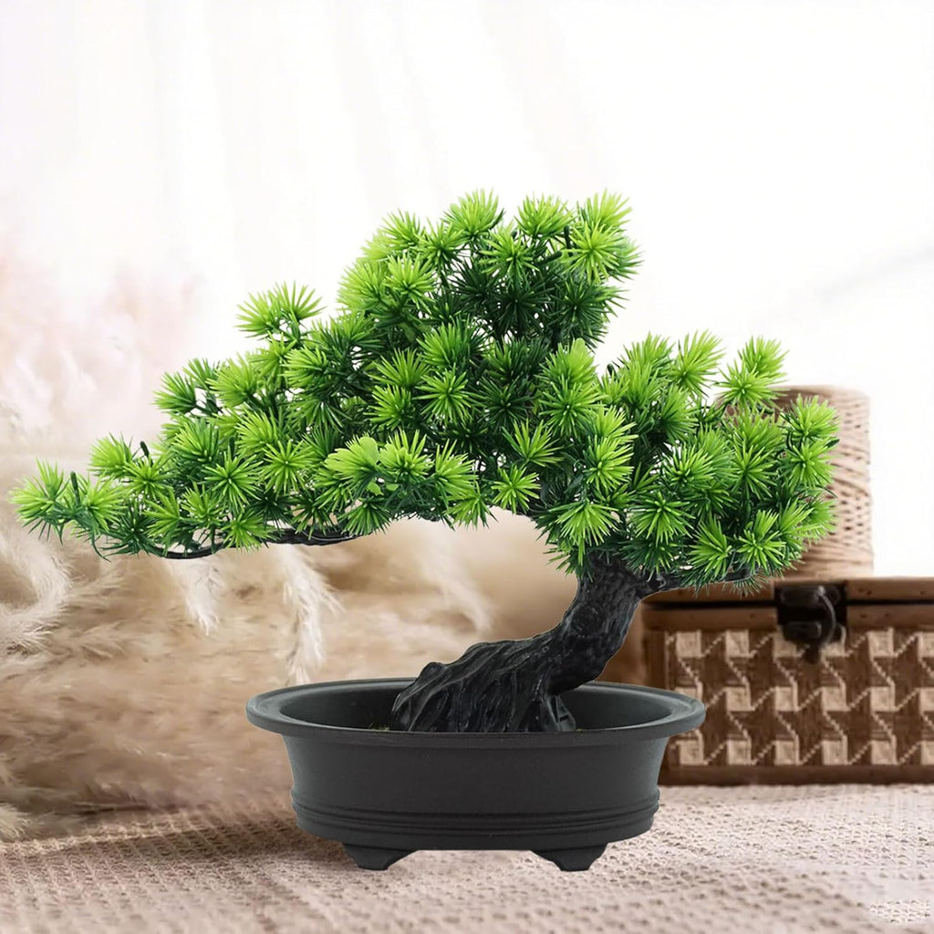 Artificial Plants Greenery Bonsai, Room Decor Fake Bonsai Tree for Home Decor Indoor Bookshelf Office Desk Bathroom Farmhouse Decor, Tall 9.5"