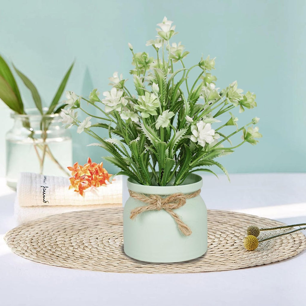 4pcs Artificial Pot Flowers Small Fake Plants with Pot Mini Potted Plants for House Office Tabletop Decoration
