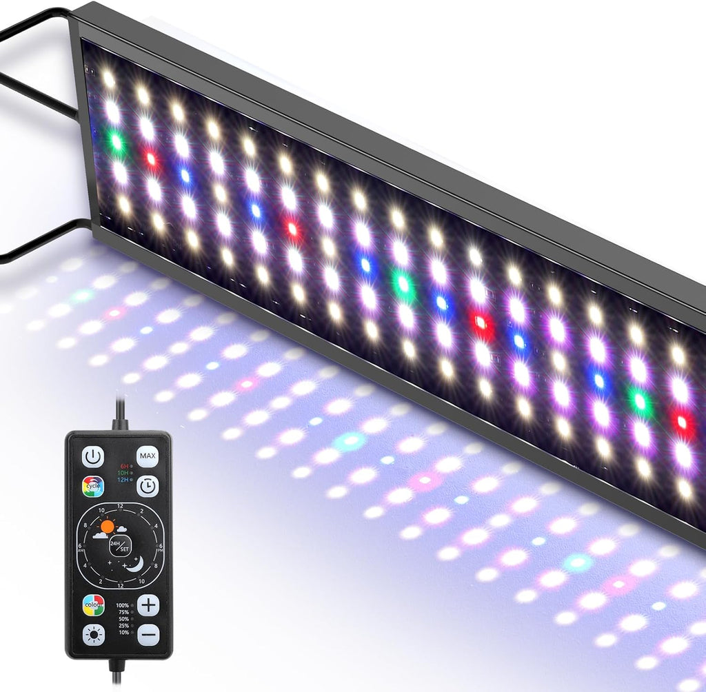 hygger Aquarium LED Light Fish Tank Full Spectrum Lighting with 24/7 Day-Night Cycle Mode & Auto On/Off Timer, 7 Colors Options, Dimmable, Extendable Bracket for 36~42in Freshwater Tank Plant Lights