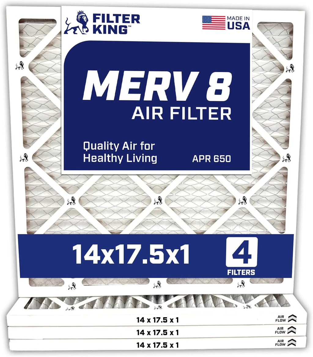 Filter King 14x17.5x1 Air Filter | 4-PACK | Carbon MERV 8 HVAC Pleated A/C Furnace Filters | MADE IN USA | Actual Size: 14 x 17.5 x .75"