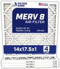 Filter King 14x17.5x1 Air Filter | 4-PACK | Carbon MERV 8 HVAC Pleated A/C Furnace Filters | MADE IN USA | Actual Size: 14 x 17.5 x .75"