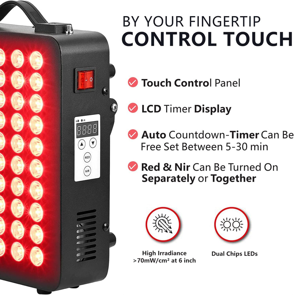Red Light Therapy for Body & Face - 660nm & 850nm Infrared Red Light Therapy Panel for Skin, Muscles & Recovery - Portable LED Light Therapy Device with Stand, Hanging Kit & Handle