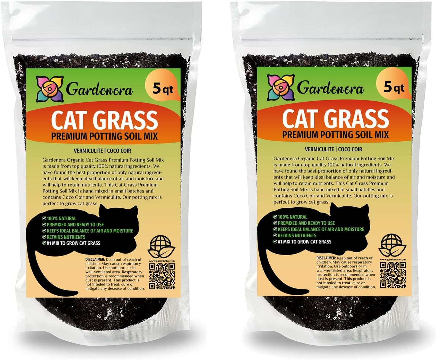 Gardenera Cat Grass Growing Medium - Provide Your Cat with a Fun and Healthy Source of Greens - 20 QUARTS