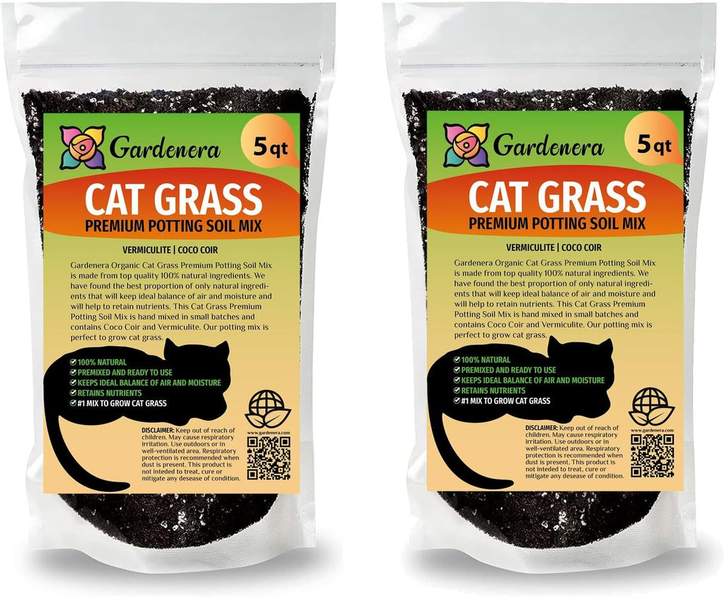 Gardenera Cat Grass Growing Medium - Provide Your Cat with a Fun and Healthy Source of Greens - 10 QUARTS