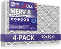 BNX TruFilter 20x30x1 Air Filter MERV 8 (4-Pack) - MADE IN USA – Dust & Pet Defense Electrostatic Pleated Air Conditioner HVAC AC Furnace Filters for Dust, Pet, Mold, Pollen MPR 600 – 700 & FPR 5