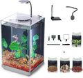 Wonderfactory 3 Gallon Aquarium Fish Tank, Self-Cleaning Betta Fish Tank with Filter and Light, Aquarium Starter kit with Rocks, Plants & Cleaning Tools, Suitable for Beginners and Aquarium Hobbyists