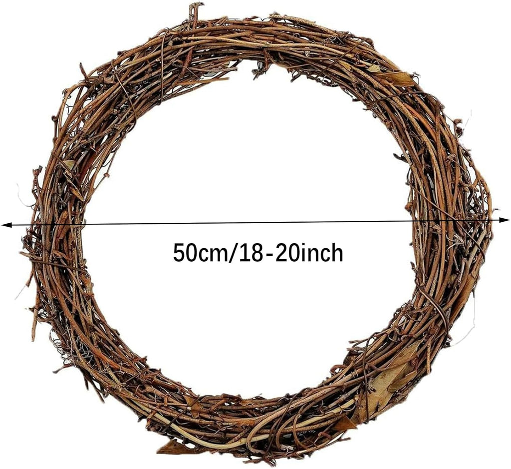 2pcs 18-20inch Large Natural Grapevine Wreath Rings Rattan Vine Branch Wreath Hoop for DIY Craft Christmas Easter Holiday Decoration Seasonal Decors (2pcs 50cm/18-20inch)