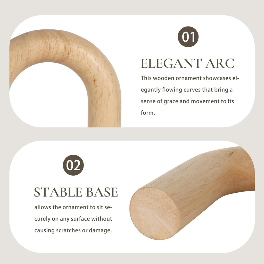3 Pieces Wood Arch Decor, Wooden Coffee Table Accents, Neutral Home Aesthetic Bookshelf Decoration, Desk Objects, Natural Modern Boho Decor for Living Room Entryway