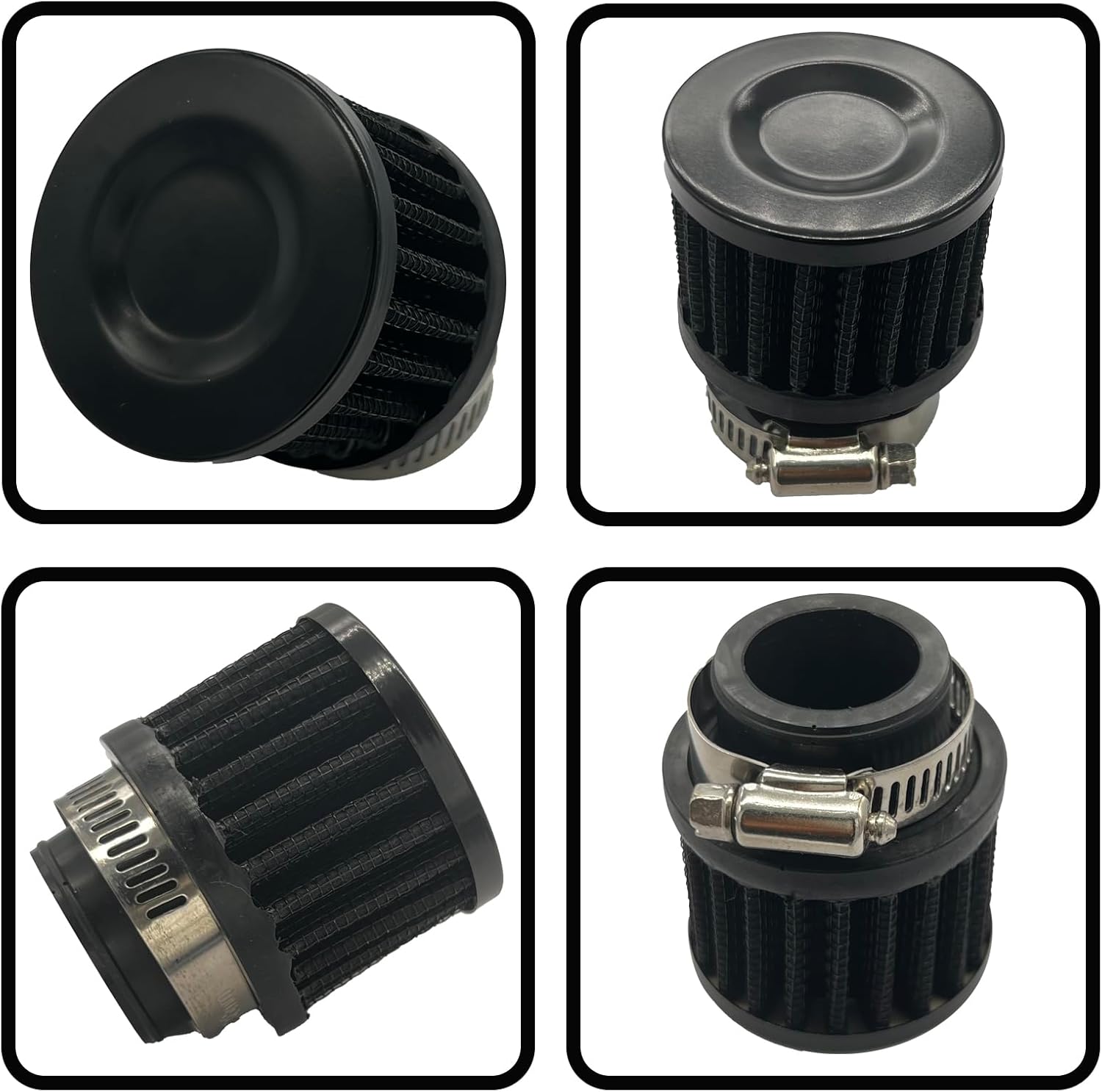 Air Intake Filter - 1" Universal Breather Filter, Automotive Cold Air Filter, Car Valve Cover Oil Breather Turbo Vent Crankcase Cleaner Accessory, Fits Car Motorcycle (Black)
