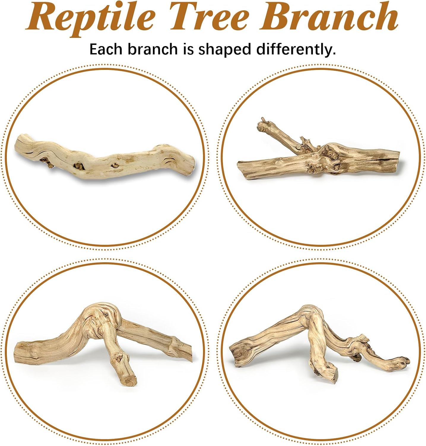 Reptile Branch Decor 2 Pack Snake Climbing Wood Branches Lizard Habitat Decorations Terrarium Natural Forest Tree Trunk Ornament for Bearded Dragon Geckos Chameleon Frog
