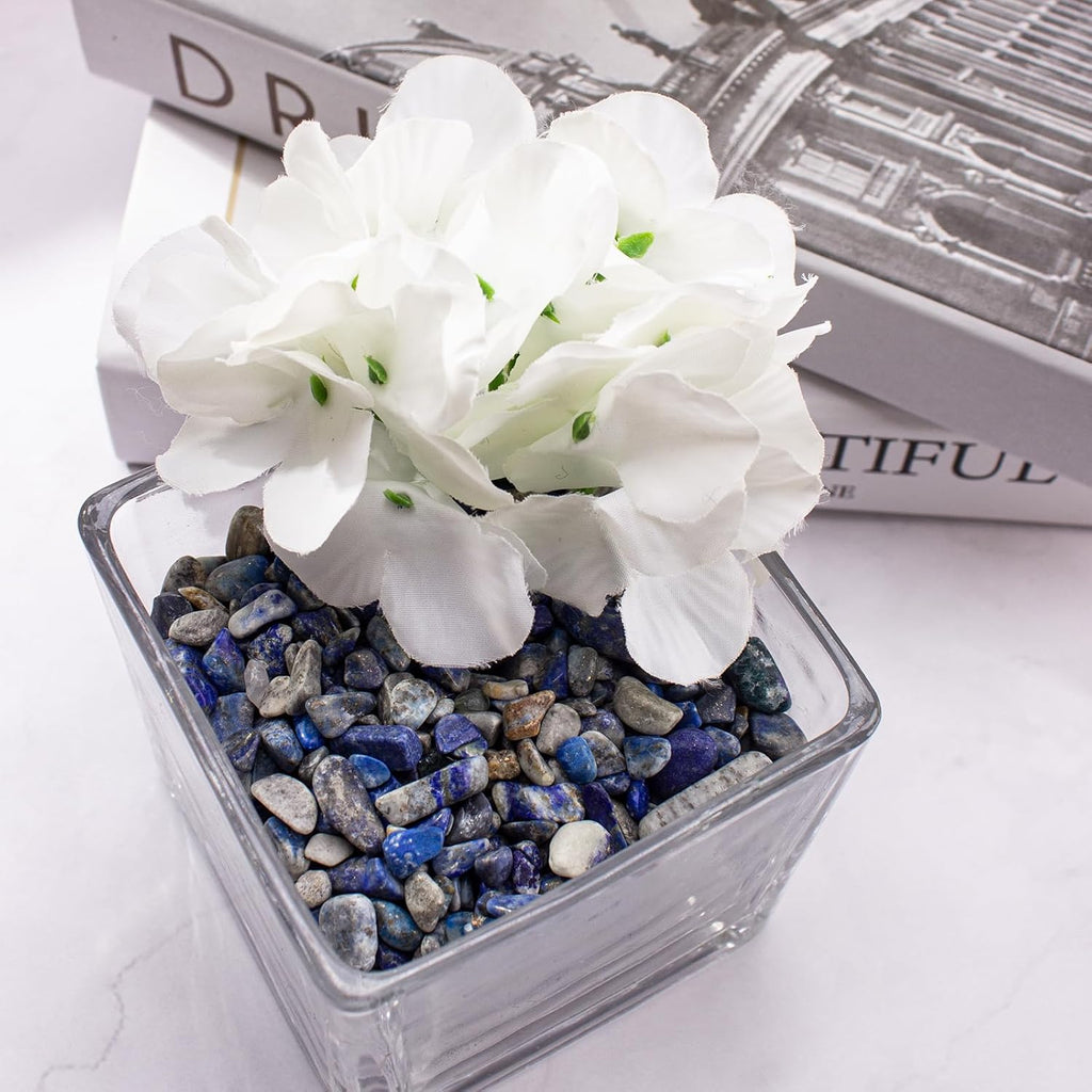 Lapis Lazuli Crystals Chips Aquarium Gravel Rocks 3 Lbs, Natural Gemstones Healing Reiki Crystals Polished Tumbled Crushed Rocks Quartz Vase Filler Fish Tank Gravel Home Decoration