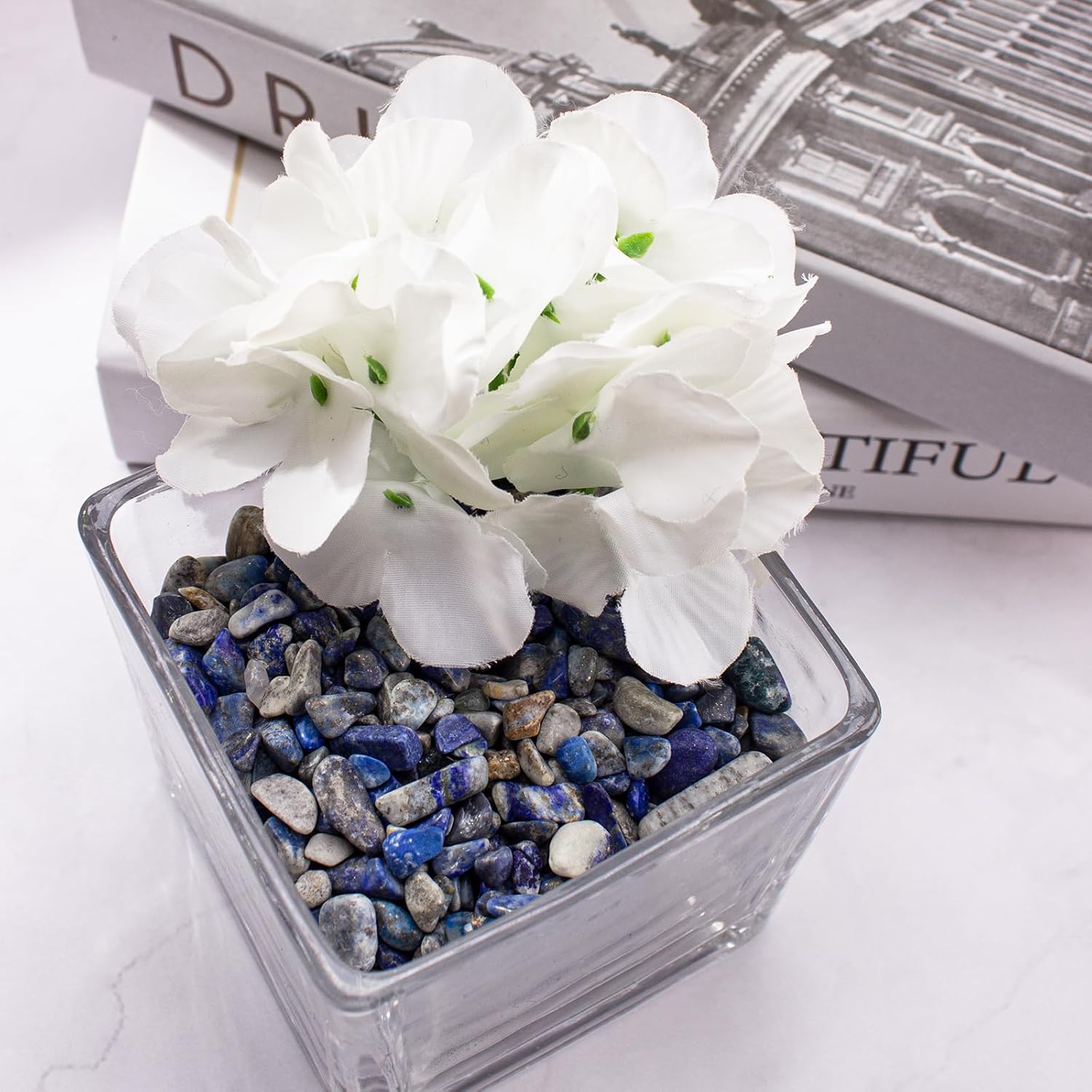 Lapis Lazuli Crystals Chips Aquarium Gravel Rocks 3 Lbs, Natural Gemstones Healing Reiki Crystals Polished Tumbled Crushed Rocks Quartz Vase Filler Fish Tank Gravel Home Decoration