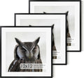 12x12 Metal Picture Frame with 10x10 Mat, Brushed Aluminum Finish, Attached Hanging Hardware, and Tempered Glass Front - Versatile Vertical or Horizontal Wall Display Frames(Black, Pack of 3)