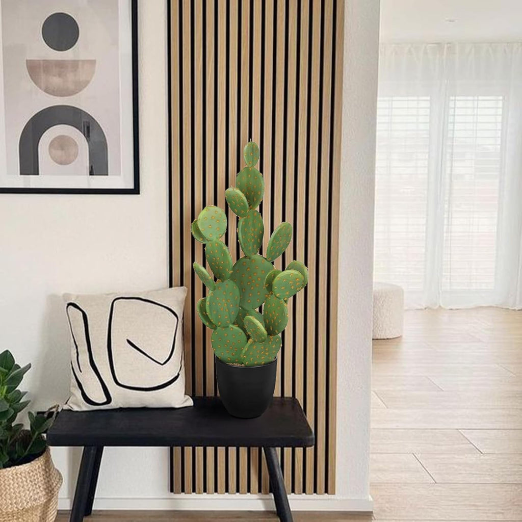 DILATATA Tall Fake Cactus Plant 27.5 inch Large Artificial Cactus Tree 'Prickly Pear Cactus' Faux Cactus Desert Plants Big Fake Cacti for Home Garden Office Decor