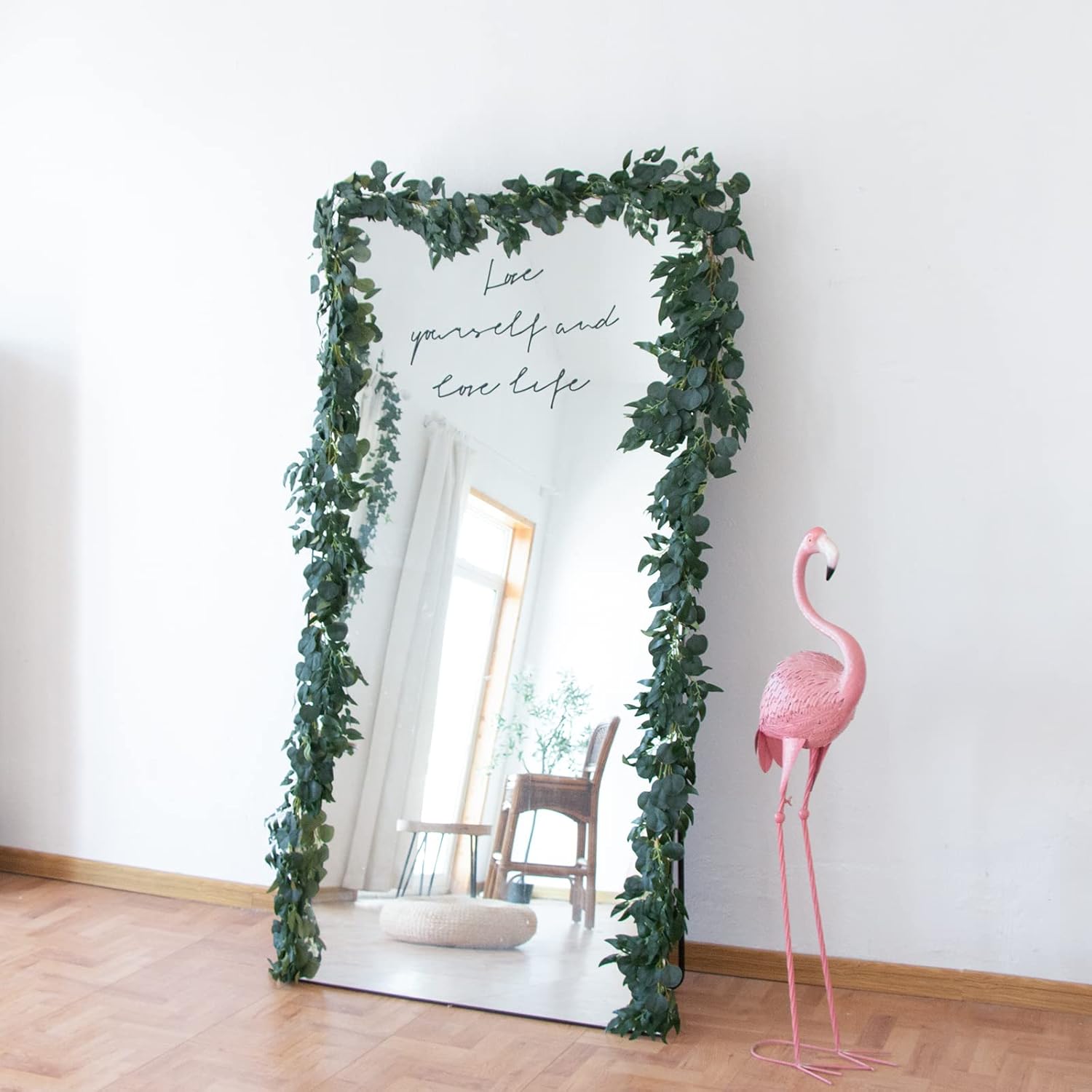 3Pcs Fake Eucalyptus Vines, 6.5FT Silk Ivy Garland, Odorless Lush Green Leaves Artificial Hanging Plants, Boho Forest Greenery Decor for Home, Classroom, Wall,Party, Wedding Decoration