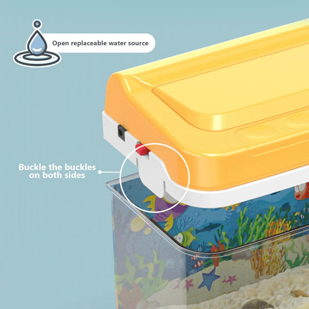 Baby Aquarium Toy, Educational Toy Fish Tank with Light & Music, Artificial Water Tank with 4 Magnetic Fish, 2 Fishing Rod, Net & Feed Bottle, for Kids