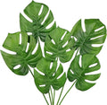 Hollyone 6 Pack Artificial Monstera Leaves with Stems Real Touch Faux Monstera Turtle Safari Leaf Fake Palm Tropical Plants for Vase Hawaiian Luau Party Jungle Beach Table Home Wedding Kitchen Decor