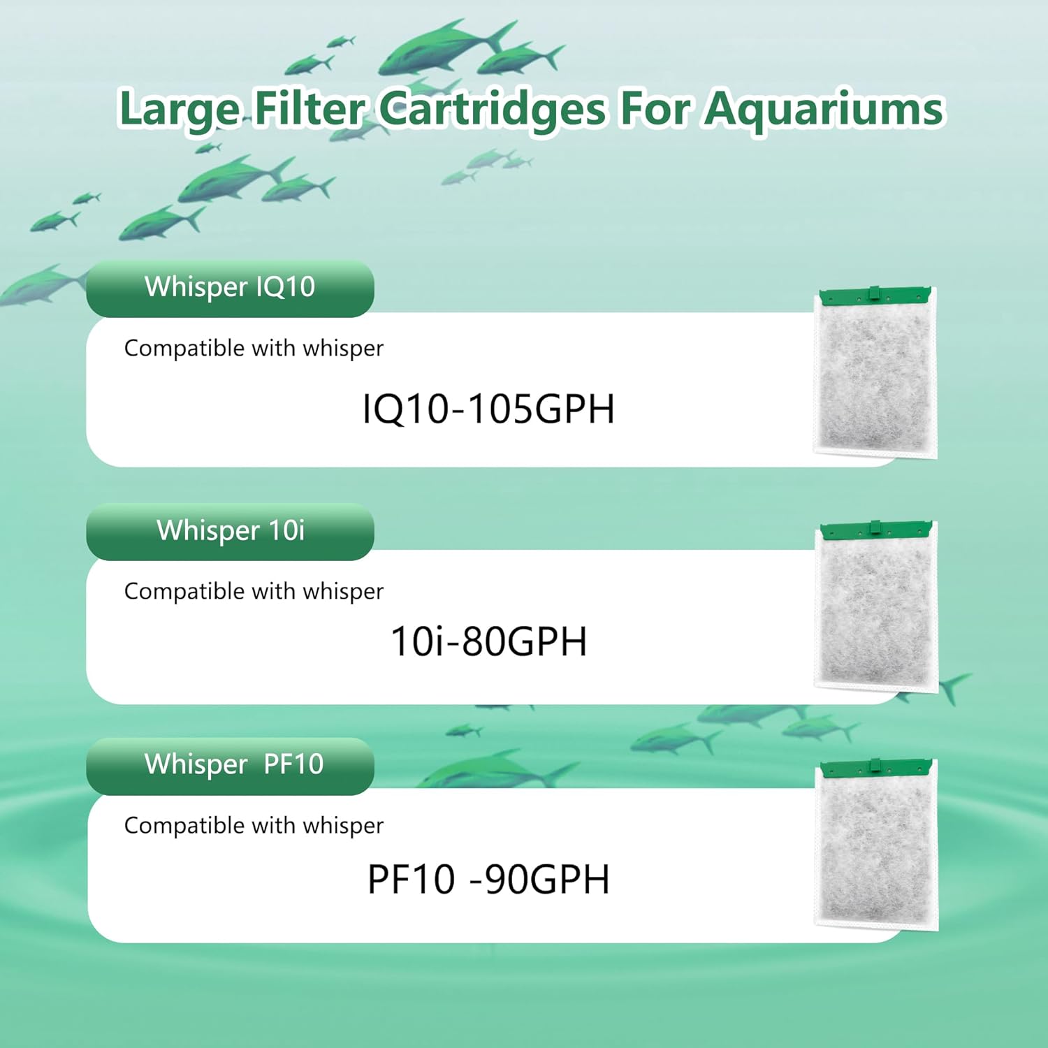 Aquarium 16 Pack Medium Filter Cartridges Compatible with Whisper Filters 10i IQ10 PF10 Power Filters