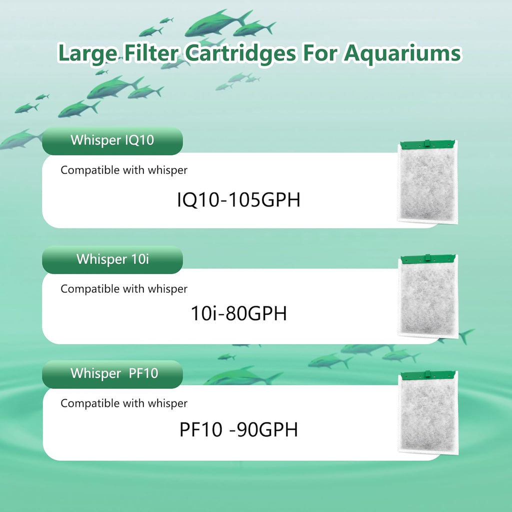 Aquarium 24 Pack Medium Filter Cartridges Compatible with Whisper Filters 10i IQ10 PF10 Power Filters