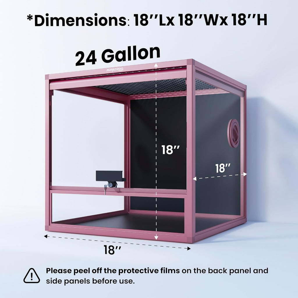 MagicCube 18'' x 18'' x 18'' Reptile Terrarium with Lock, 24 Gallon Reptile Tank with Flip-Up Tempered Glass Door, Top Screen Ventilation for Leopard Gecko, Lizards