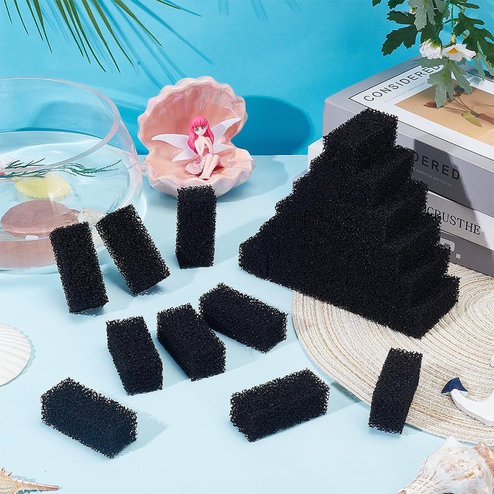 OLYCRAFT 30Pcs Aquarium Bio Sponge Filter Media Pad 2.8x1.2 Inch Filter Foam Sponge Pads Black Aquarium Dual Filtration Pad Replacement Filter Pads for Fish Tank Pond Filters Sumps Reef Canister