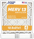 Filter King 12.5x21x1 Air Filter | 4-PACK | MERV 13 HVAC Pleated A/C Furnace Filters | MADE IN USA | Actual Size: 12.5 x 21 x .75"